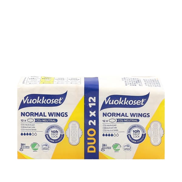 Binde med vingar NORMAL DUOPACK 2x12 stycken VUOKKOSET VIT