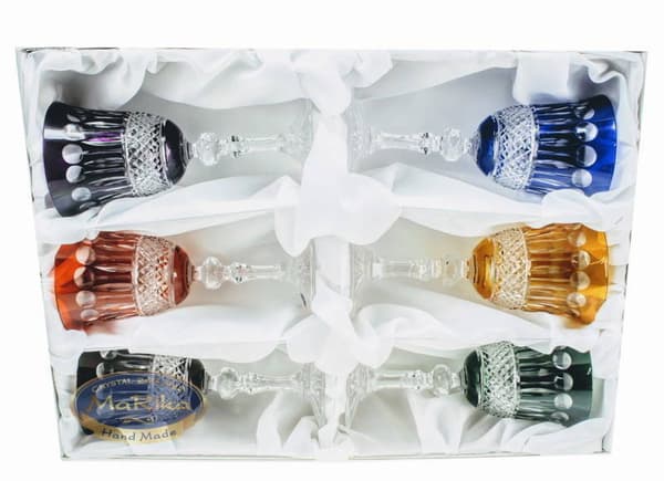 Färgglada kristallvinglas 170ml Franska 6 stycken