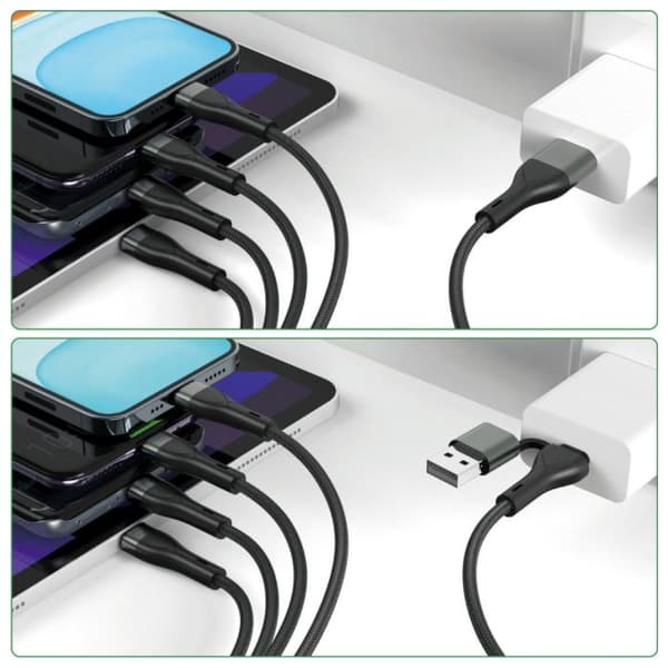 4smarts 4i1 USB-C til USB-A Kabel 1,2m Sort