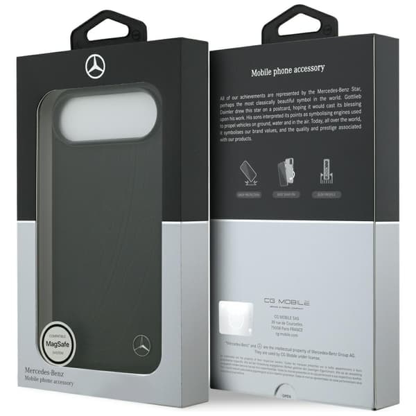 Mercedes Læder Stort Laurel Leaf MagSafe Etui til iPhone Air Sort