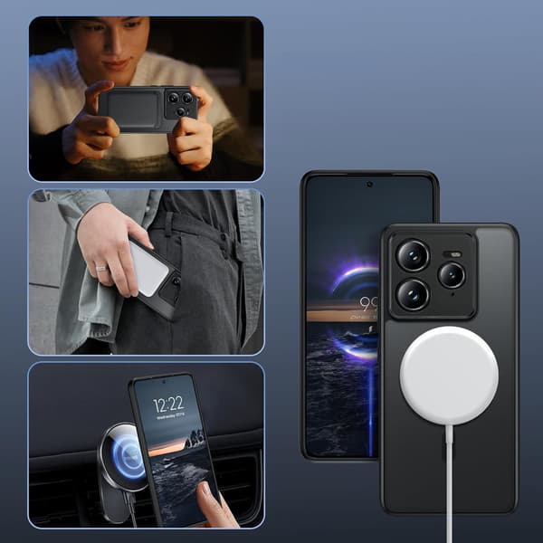 Etui til Realme GT 7 Pro, til MagSafe, ERBORD Matt etui, sort