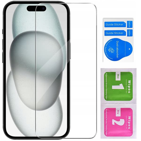 Etui til iPhone 15 PRO MAT SILIKONE BAGSIDER SORT ETUI BLØDT MAT + GLAS