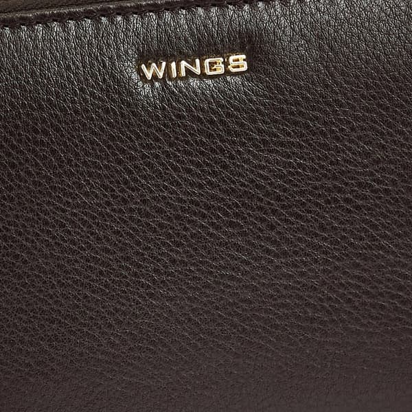 Damplånbok i läder med handledsrem WINGS BLACK