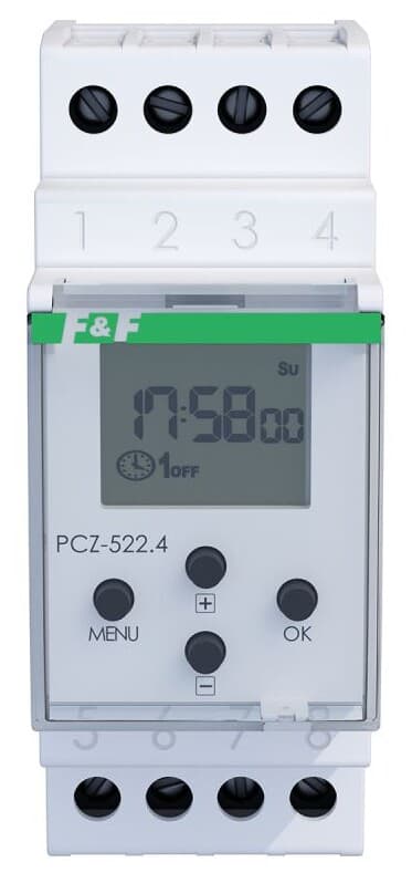 Programmerbar ugentlig timer PCZ-522.4, 2 kanaler - programmerbar