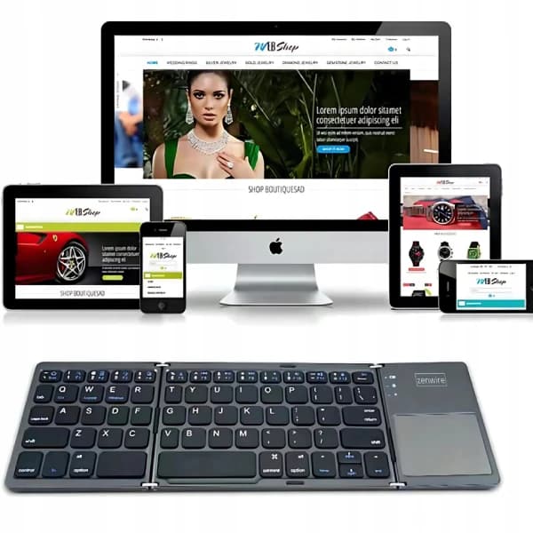 TRÅDLØST TASTATUR Bluetooth 5.0 Foldbart Bærbart til Tablet SLIM Lydløst Zenwire WLK-615