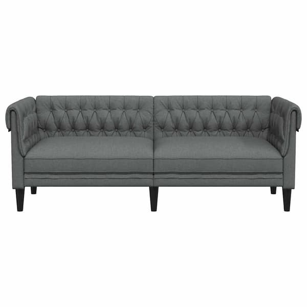 vidaXL Chesterfieldsoffa, 3-sits, mörkgrå, tygklädsel