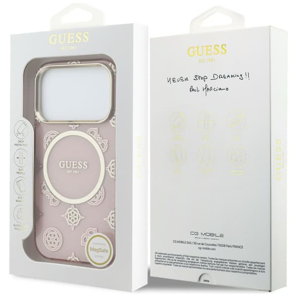 Guess IML Peony Dot MagSafe-etui til iPhone 17 Pro i lyserødt