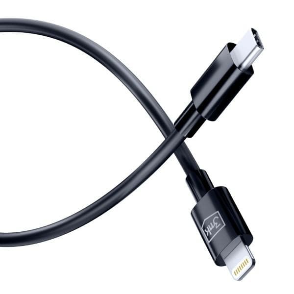 3mk Hyperkabel USB-C til Lightning opladnings- og overførselskabel, 20W, 1,2m, sort