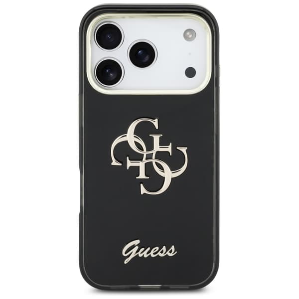 Guess IML 4G Script Metal-cover til iPhone 17 Pro, sort