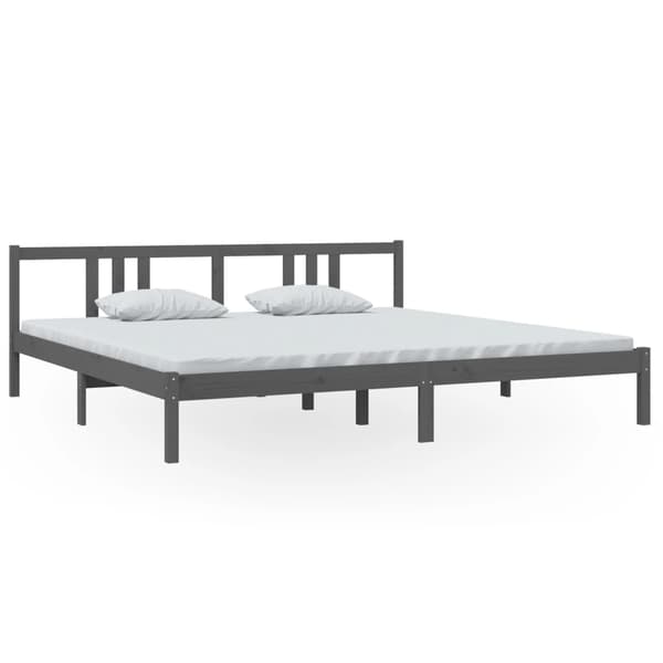 vidaXL Sängynrunko harmaa massiivipuu 200 x 200 cm