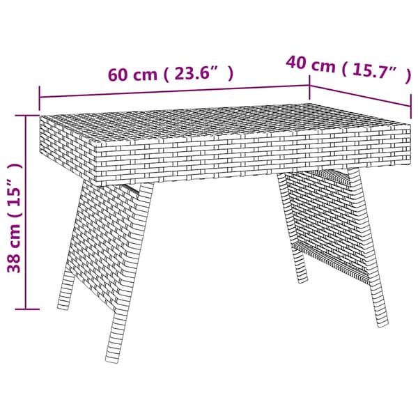 vidaXL foldbart sidebord sort 60x40x38 cm polyrattan