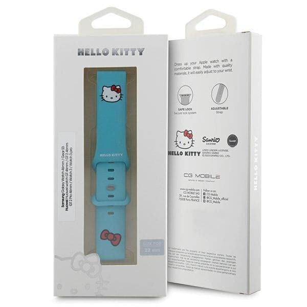 Hello Kitty Universalrem HKUWLSCHBLB Silikon Katthuvud Blå/Blå 22mm