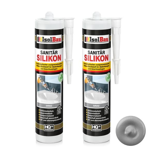 IsolBau Sanitær Silikone Grå Sanitær Silikone 2 x 300ml
