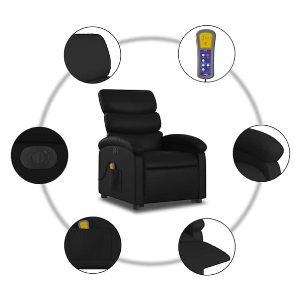 vidaXL elektrisk lænestol med massage, sort