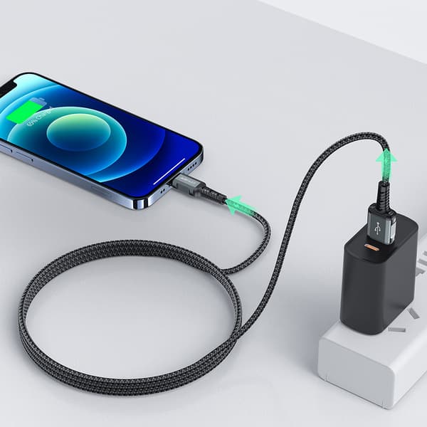 MFI-kabel för iPhone USB - Lightning 2.4A 1.2m Svart
