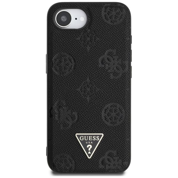 Guess Grained Hot Stamp Peony Triangle Logo MagSafe-etui til iPhone 16e, sort
