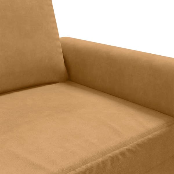 vidaXL 3-sitssoffa, brun, 180 cm, klädd i sammet