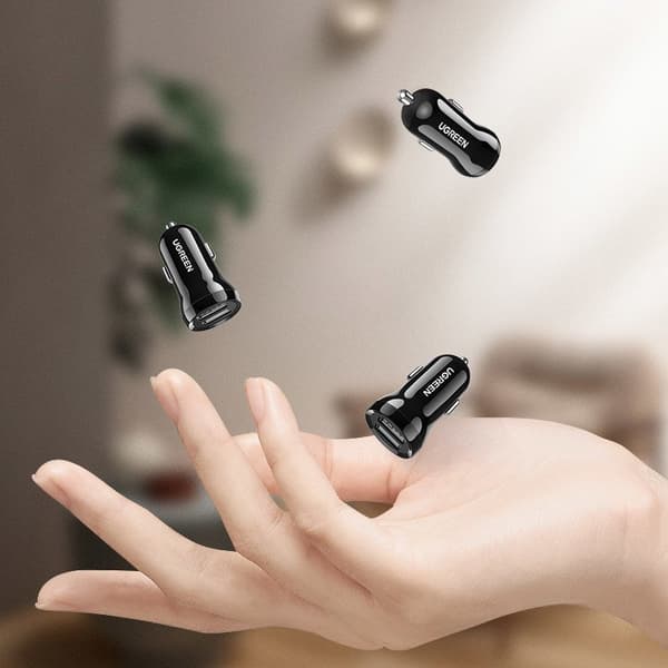 Biloplader 2x USB 24W 4.8A sort