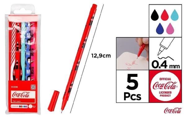 Coca-Cola fineliner 0,4 mm 5 stk.