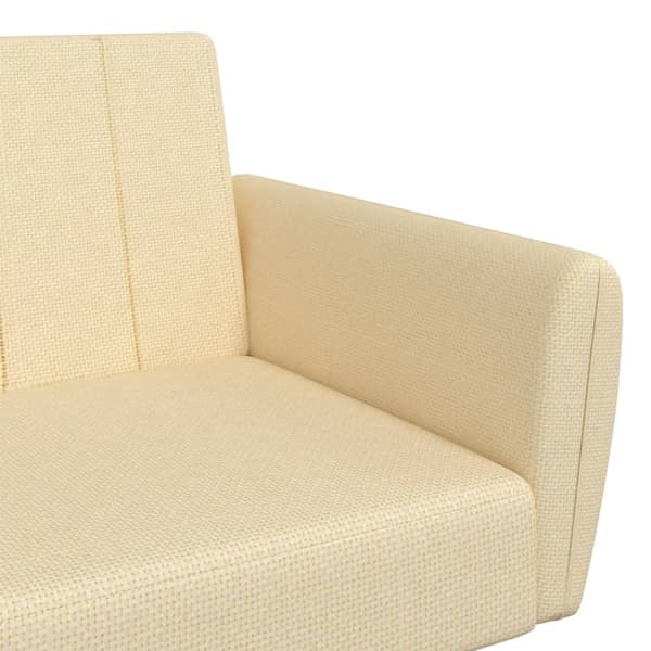 vidaXL 2-sits bäddsoffa, krämfärgad, klädd i tyg