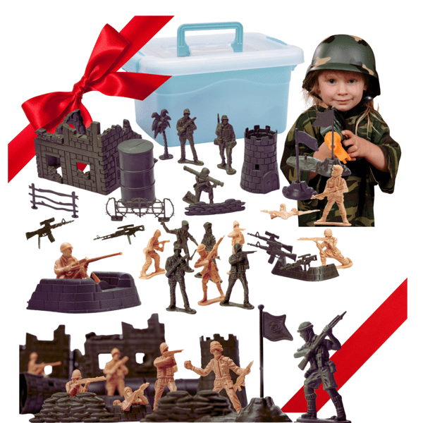 Basarmé Militär Soldater Stridsvagnar Flygplan Plastfigurer 114 Bitar
