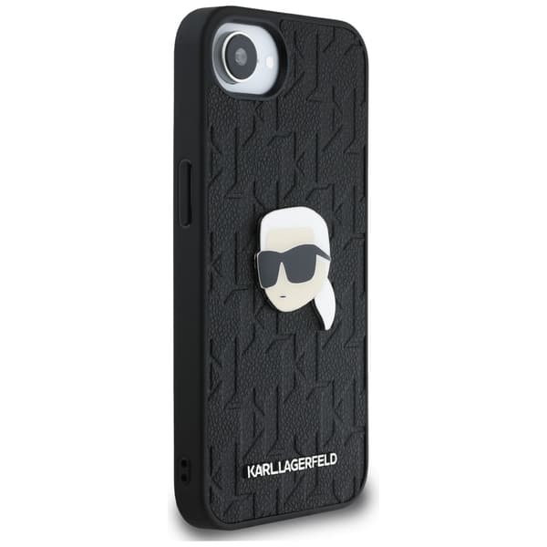 Karl Lagerfeld Monogram Karl Head Pin Cover til iPhone 16e, Sort