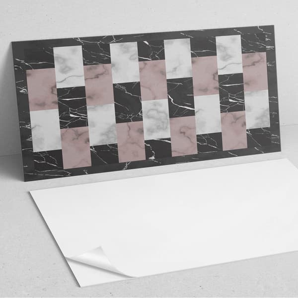 Vinyldekoration med tryk til værktøjsfri montering 120x60 cm marmorflisemønster