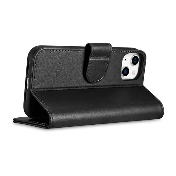 2-i-1 læder flip-cover til iPhone 14 Plus anti-RFID pung, sort
