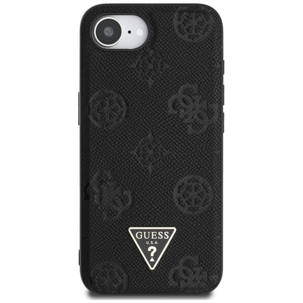 Guess Grained Hot Stamp Peony Triangle Logo MagSafe-cover til iPhone 16e / 17e, sort