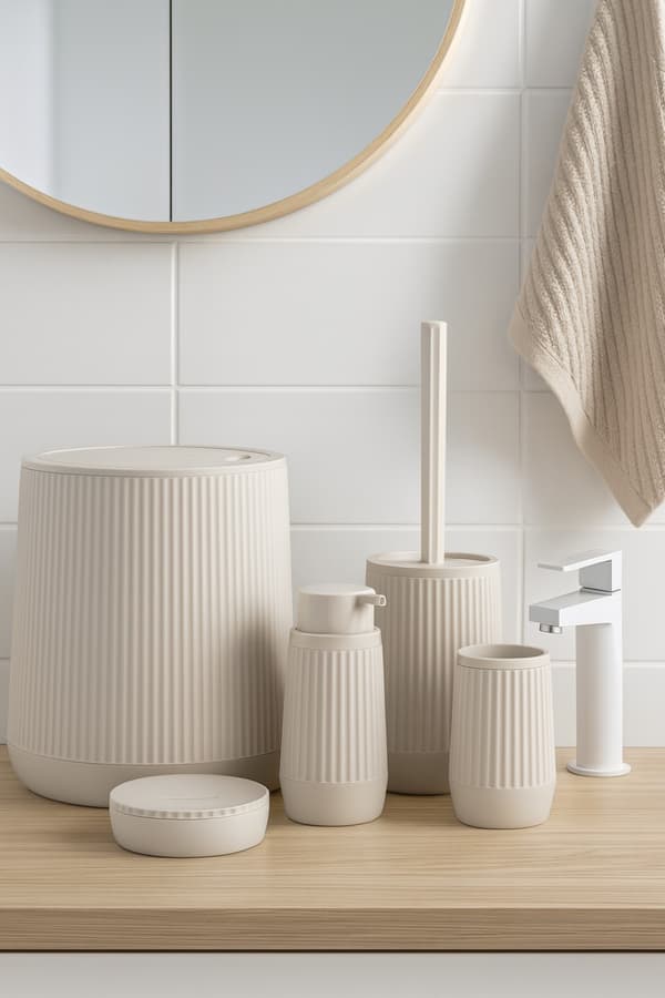 AVENIS badrumsset med 5 delar, beige