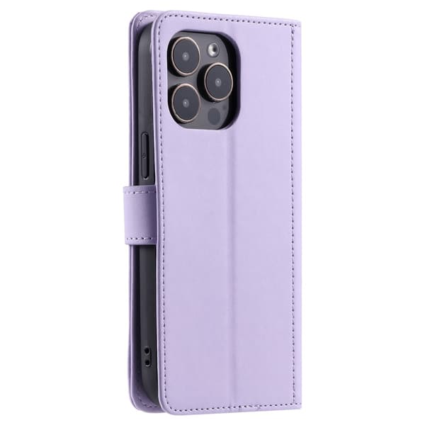 iPhone 16 Pro Rhombus Axelremsfodral i Läder, Lila