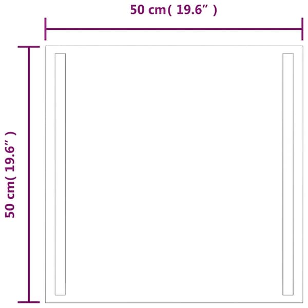 vidaXL Badrumsspegel med LED, 50x50 cm