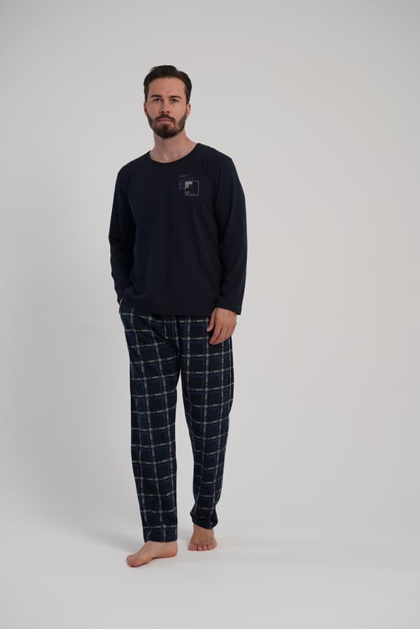 Herrpyjamas i bomull Vienetta 2XL långärmade långbyxor Lösa