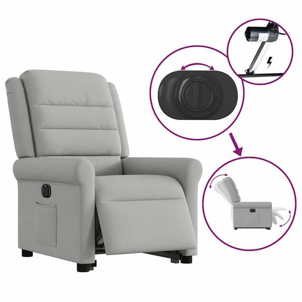 vidaXL Elektrisk lyftande massagefåtölj, vilstol, grå