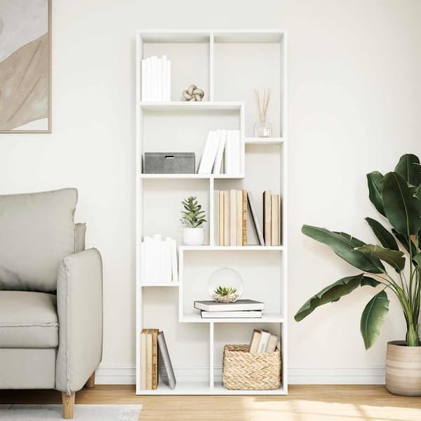 vidaXL Hyllenhet, Vit, 67x25x161,5 cm, Träbaserat material