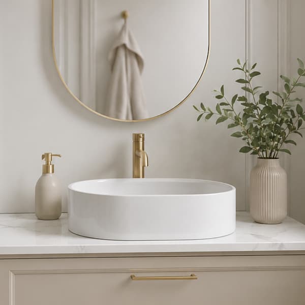 Oval bordvask 50×30 cm hvid - Aquaterris