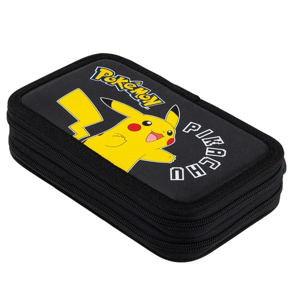 Dubbelt skolpennfodral med Pokémon-utrustning, S