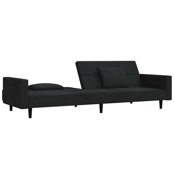 vidaXL 2-sitssoffa med 2 kuddar, svart sammet