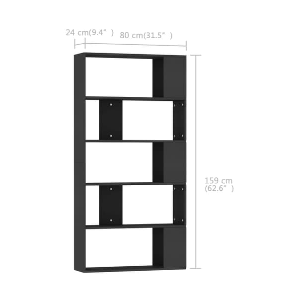 vidaXL reol/opdeler sort 80x24x159 cm spånplade