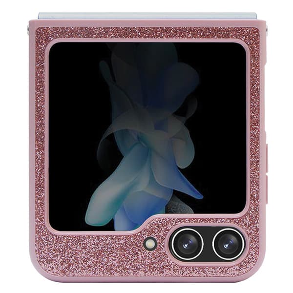 Guess Glitter Script-skal till Galaxy Z Flip5, rosa