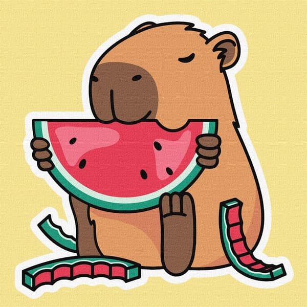 Maleri efter tal - Capybara og Kherson vandmelon