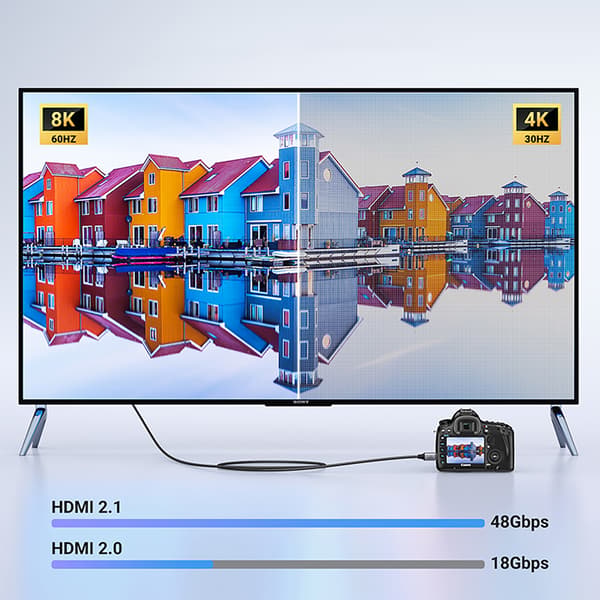 Mini HDMI-kabel - HDMI 2.1 8K 1m - grå