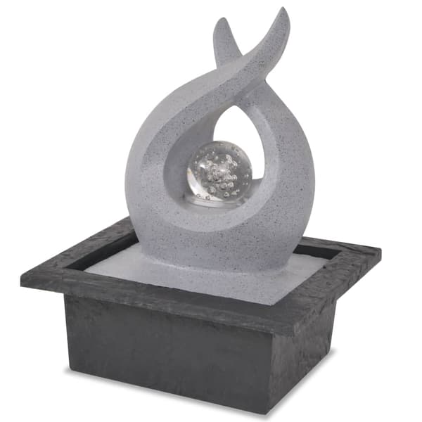 vidaXL indendørs springvand med LED-lys, polyesterharpiks
