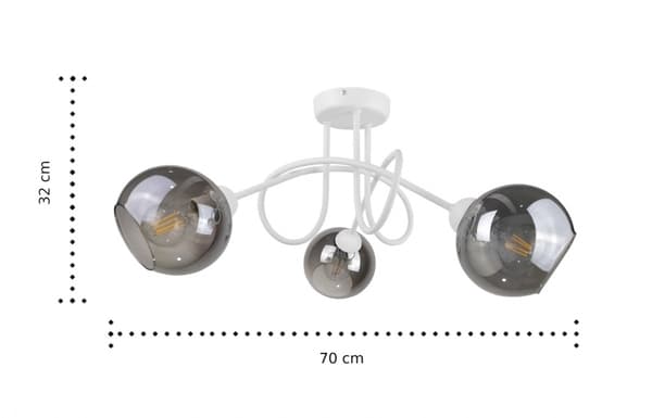 Taklampa 3xE27 RING VIT