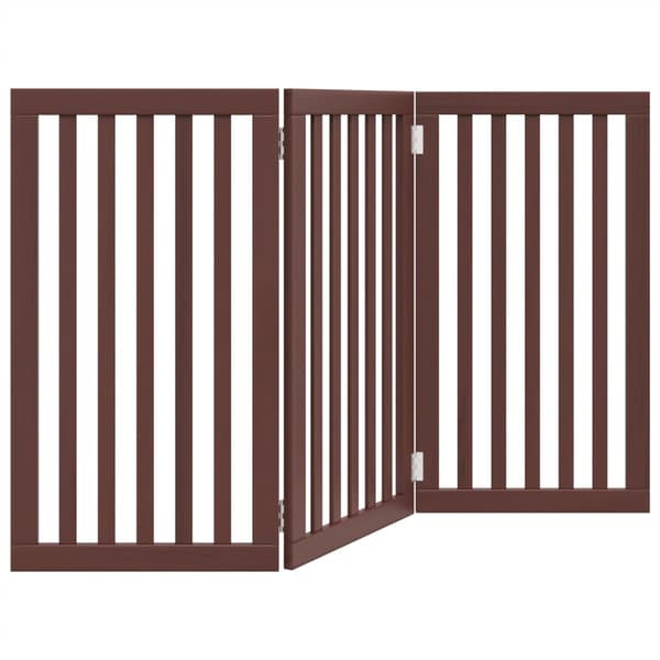 vidaXL Hopfällbar hundgrind, 3 paneler, brun, 150 cm