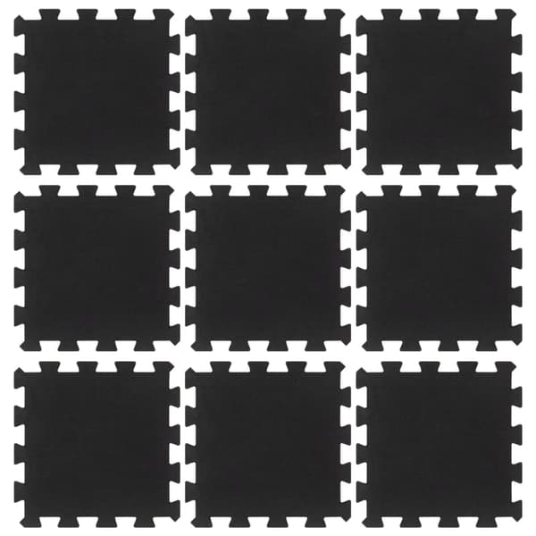 vidaXL gummimåtter, 9 stk., sorte, 16 mm, 30x30 cm
