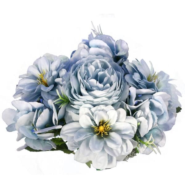 Buket med 7 blomster 32 cm blå