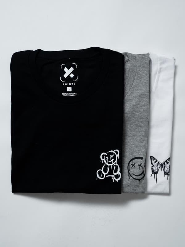 Point X Mini Graph Herre T-shirt Sæt med 3 Sort / Grå / Hvid M