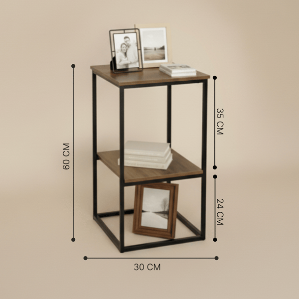 Reol med to hylder "Loft 2". Farve: brun, sort.