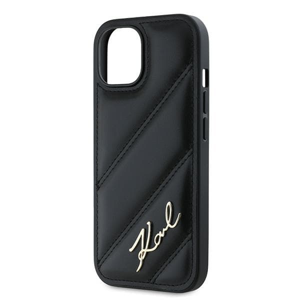 Karl Lagerfeld Diagonal Quilted Script-skal till iPhone 15 Plus, Svart